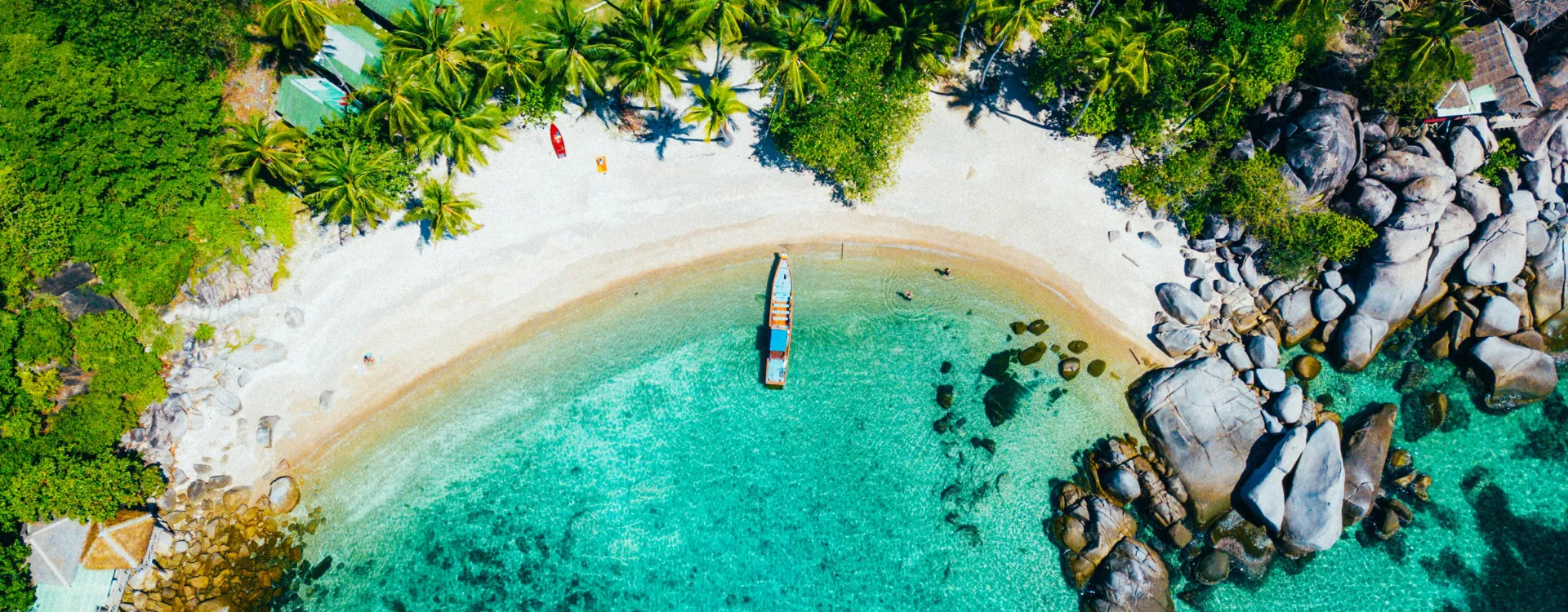 Aerial image of a island bay in Southern Thailand