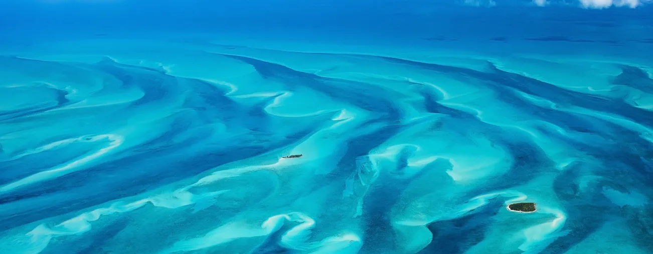 Beautiful view of Bahamas islands from above