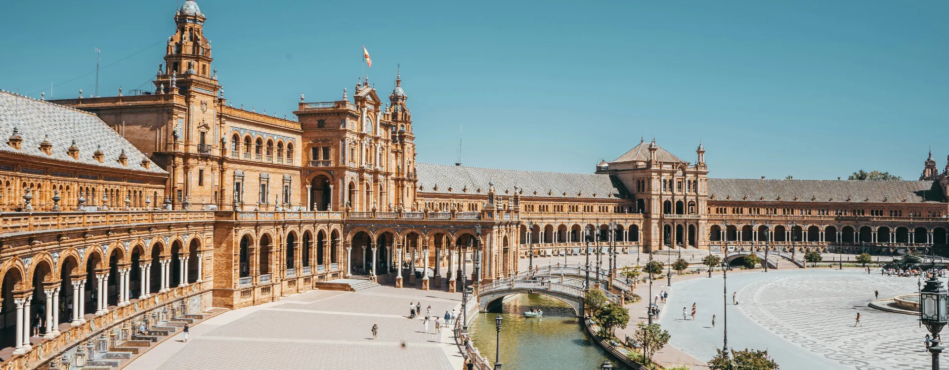 A panoramic view of the Plaza de Espana in Sevilla, Andalucia, Spain