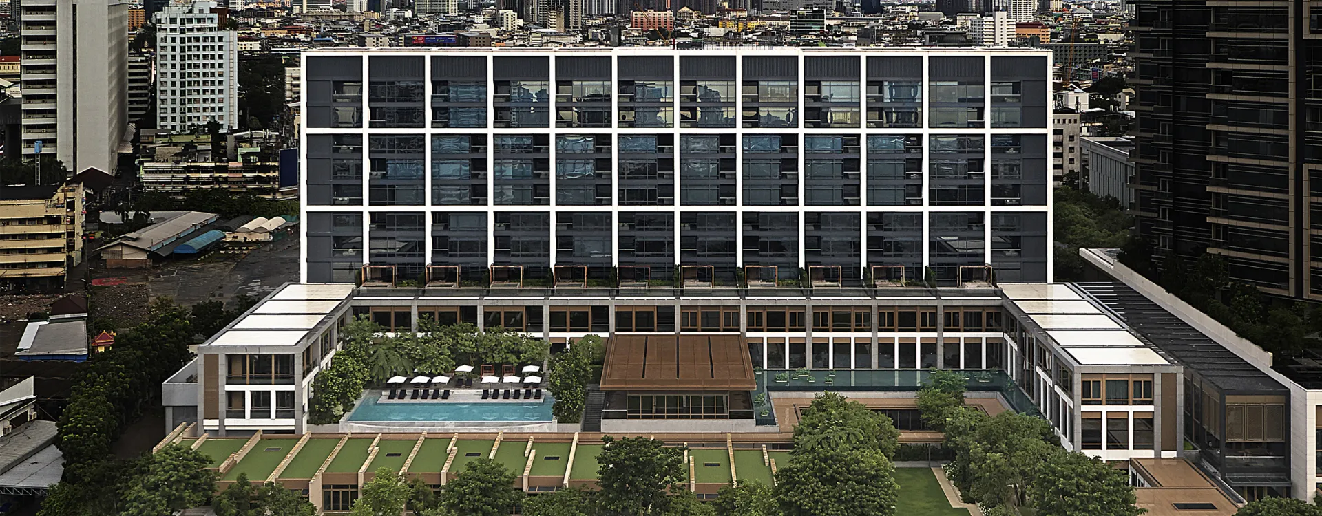 Aerial image of Capella Bangkok on the cities river