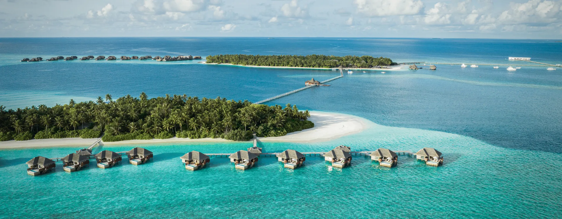 Aerial view over the Conrad Maldives